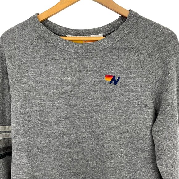 Aviator Nation Rugby Stitch Crew Sweatshirt Heather Gray Unisex Small Crew Neck - Picture 2 of 12